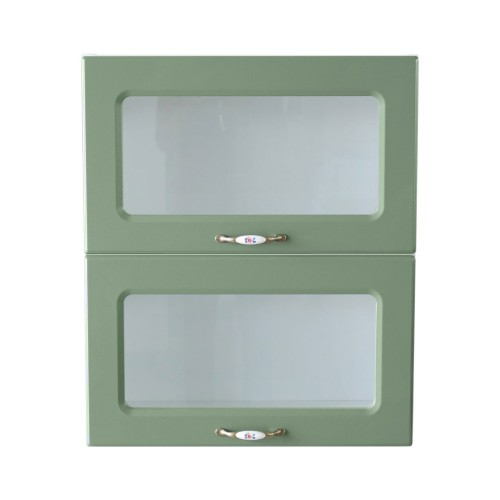 Corp superior vitrina 60 cu 2 usi orizontale Zebra MDF verde drept [3]