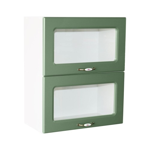 Corp superior vitrina 60 cu 2 usi orizontale Zebra MDF verde drept [1]