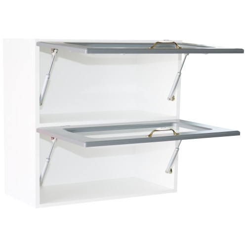 Corp superior vitrina 80 cu 2 usi orizontale Zebra MDF gri dungi [4]