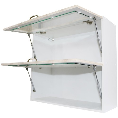 Corp superior vitrina 80 cu 2 usi orizontale Zebra MDF sonoma mustata [2]