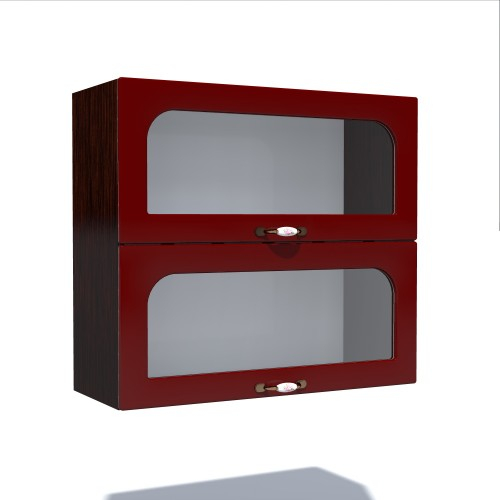 Corp superior vitrina 80 cu 2 usi orizontale Zebra MDF tulip rosu [1]