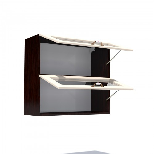 Corp superior vitrina 80 cu 2 usi orizontale Zebra MDF vanilie simplu [2]