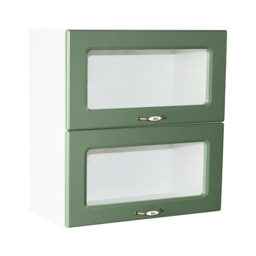 Corp superior vitrina 80 cu 2 usi orizontale Zebra MDF verde [1]