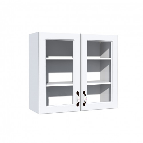 Corp superior vitrina 80 cu 2 usi Zebra MDF alb drept [1]