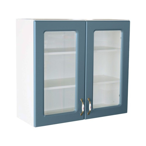 Corp superior vitrina 80 cu 2 usi Zebra MDF albastru drept [1]