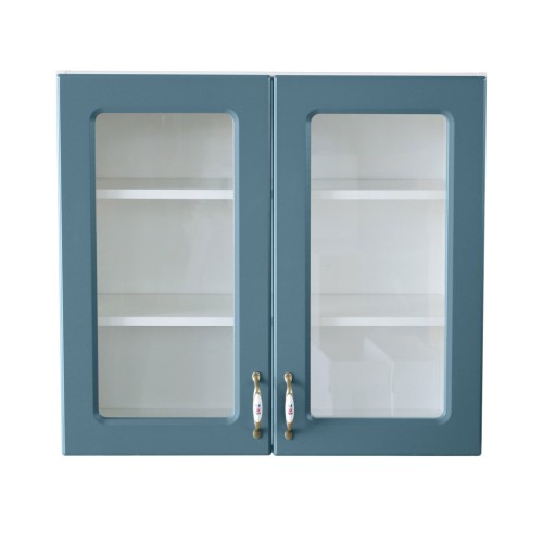 Corp superior vitrina 80 cu 2 usi Zebra MDF albastru drept [3]