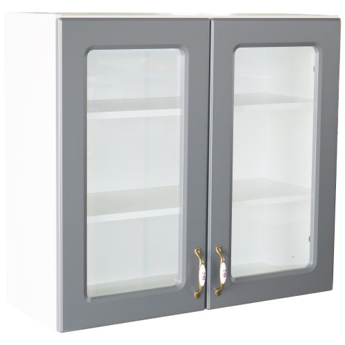 Corp superior vitrina 80 cu 2 usi Zebra MDF gri [1]