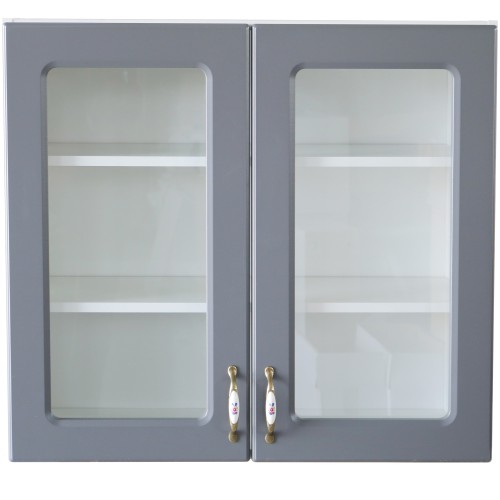 Corp superior vitrina 80 cu 2 usi Zebra MDF gri [4]