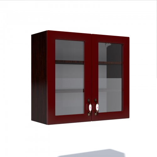 Corp superior vitrina 80 cu 2 usi Zebra MDF rosu simplu [1]