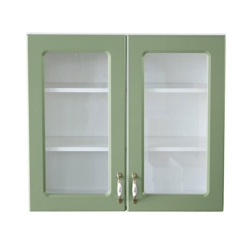 Corp superior vitrina 80 cu 2 usi Zebra MDF verde drept [3]