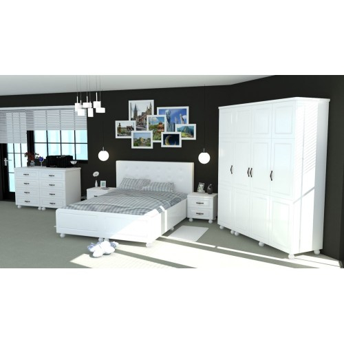 Dormitor Dynasty Alb cu pat 140x200 cm [15]