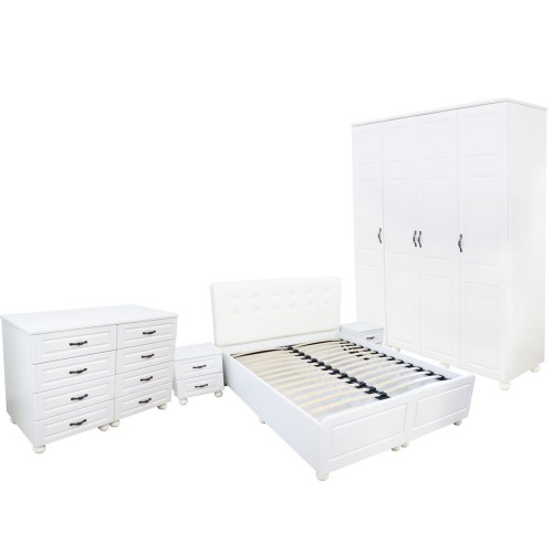 Dormitor Dynasty Alb cu pat 140x200 cm [2]