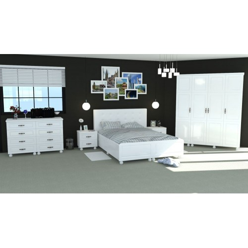 Dormitor Dynasty Alb cu pat 160x200 cm [1]