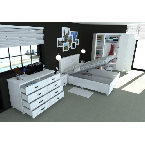 Dormitor Dynasty Alb cu pat 180x200 cm [15]