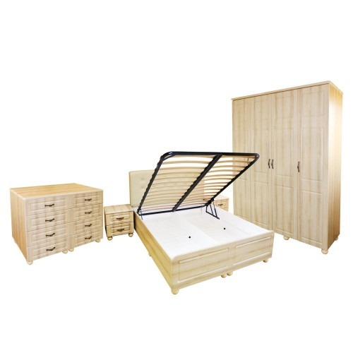 Dormitor Dynasty MDF Sonoma cu pat pentru saltea 140x200 cm [16]