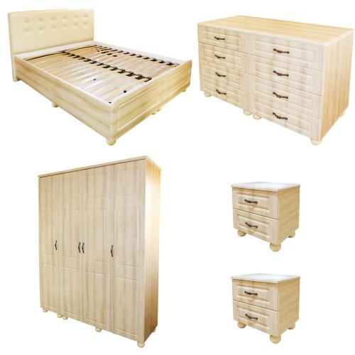 Dormitor Dynasty MDF Sonoma cu pat pentru saltea 160x200 cm [14]