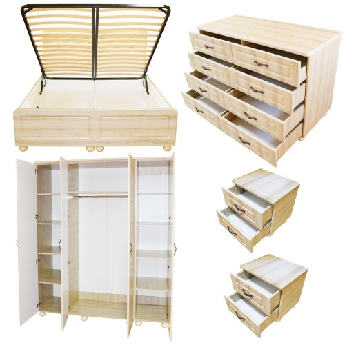 Dormitor Dynasty MDF Sonoma cu pat pentru saltea 160x200 cm [13]