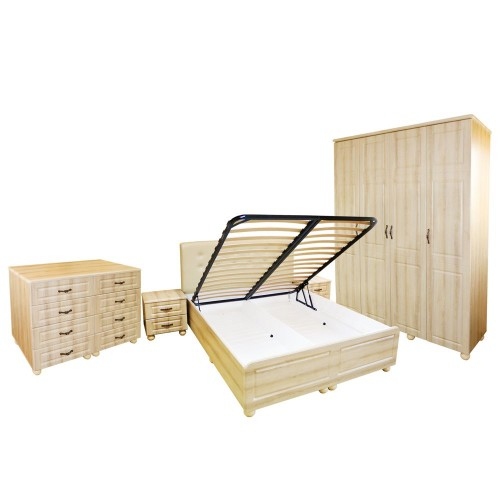 Dormitor Dynasty MDF Sonoma cu pat pentru saltea 160x200 cm [15]