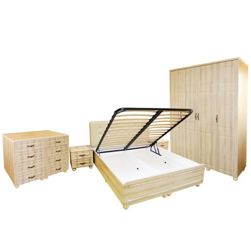 Dormitor Dynasty MDF Sonoma cu pat pentru saltea 180x200 cm [14]