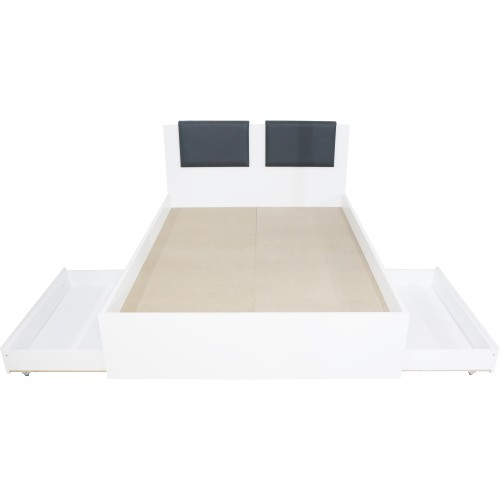 Dormitor Laguna cu pat 140x200 cu 2 sertare Alb cu Gri [6]