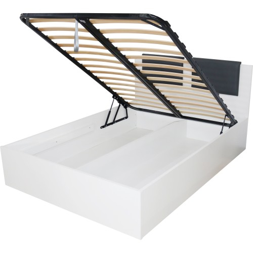 Dormitor Laguna cu pat 140x200 cu lada Alb cu Gri [11]