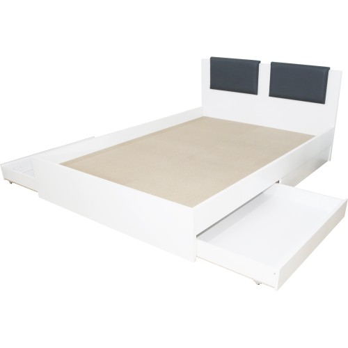 Dormitor Laguna cu pat 160x200 cu 2 sertare Alb cu Gri [4]