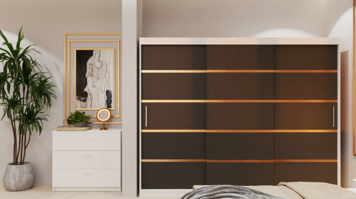 Dormitor Lion Tapitat Stofa Gri cu dulap 250*200 usi glisante Alb&Antracit, noptiere si comoda [2]