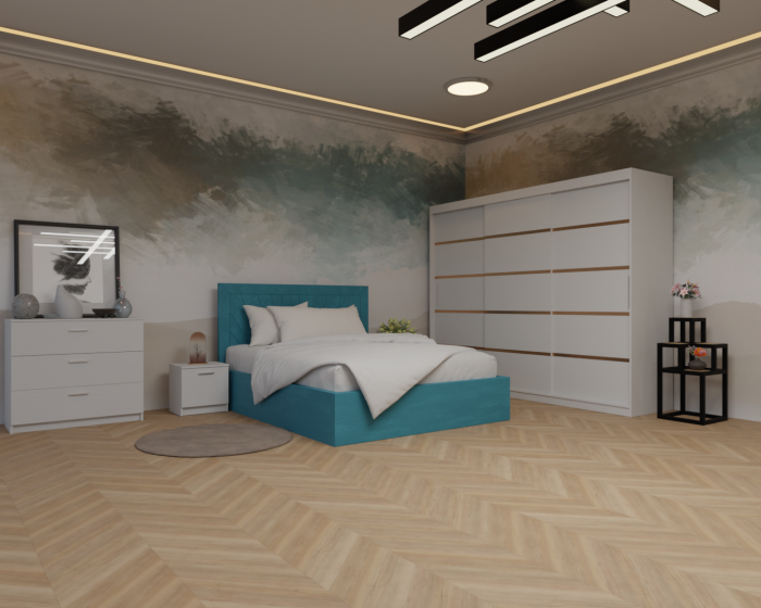 Dormitor: Luiza Pat Tapitat Dressing 250x200 Alb 3 usi [1]