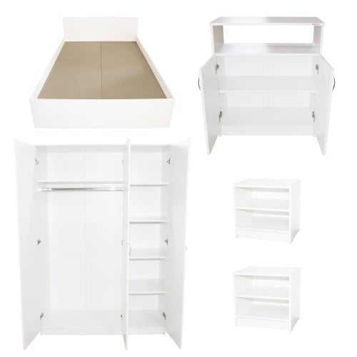 Dormitor Soft Alb cu pat 120x200 cm [2]