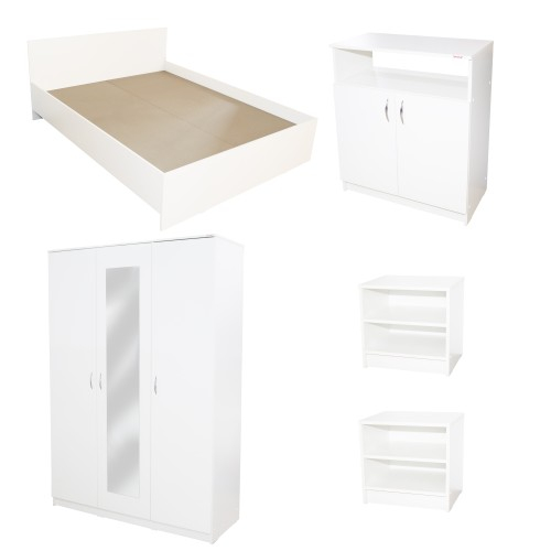 Dormitor Soft Alb cu pat 140x200 cm [3]