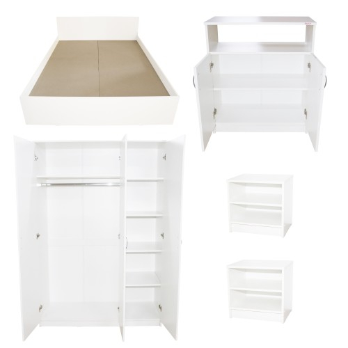 Dormitor Soft Alb cu pat 140x200 cm [2]