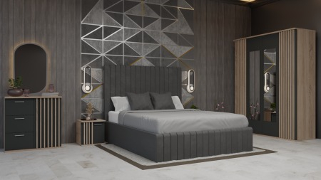 Dormitor Supreme Cu Pat Cairo Tapitat [1]