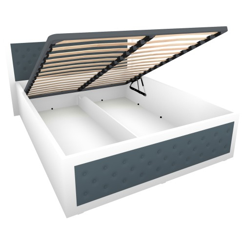 Dormitor Torino cu pat cu somiera metalica rabatabila 140x200 cm Alb / Gri [7]