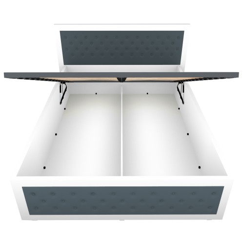 Dormitor Torino cu pat cu somiera metalica rabatabila 140x200 cm Alb / Gri [5]