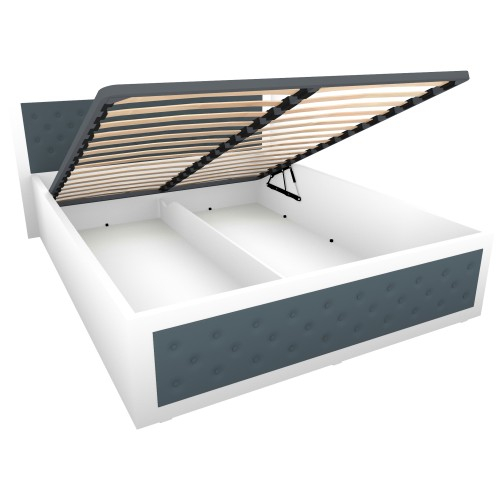 Dormitor Torino cu pat cu somiera metalica rabatabila 160x200 cm Alb / Gri [6]