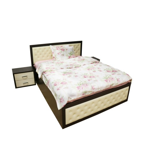 Dormitor Torino cu pat cu somiera metalica rabatabila pentru saltea 140x200 cm, Wenge / Brad [13]