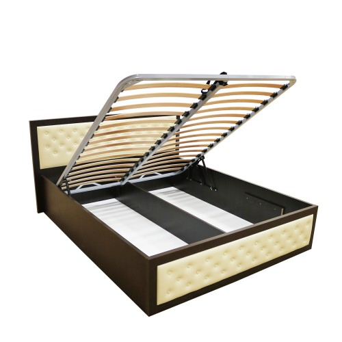 Dormitor Torino cu pat cu somiera metalica rabatabila pentru saltea 160x200 cm, Wenge / Brad [8]