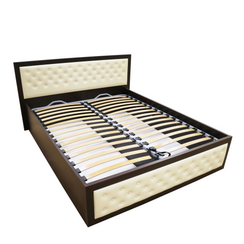 Dormitor Torino cu pat cu somiera metalica rabatabila pentru saltea 160x200 cm, Wenge / Brad [9]