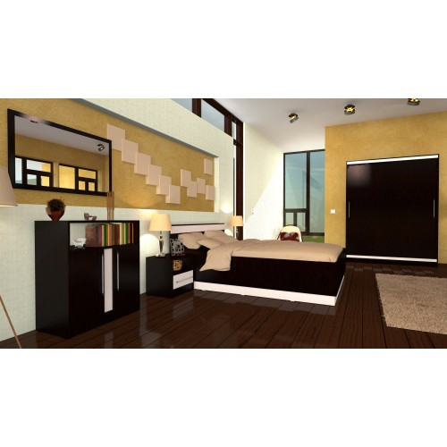 Dormitor Verona cu pat 140x200 cm, Wenge / Vanilie [12]