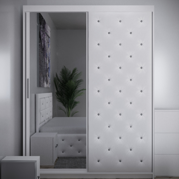 Dressing Vank Tapitat cu Oglinda Alb 150*200m [1]