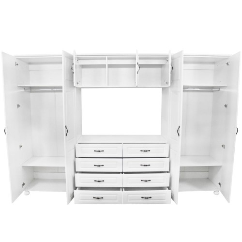 Dulap Dynasty Dormitor Alb 7 usi si 8 sertare cu spatiu pentru televizor [5]