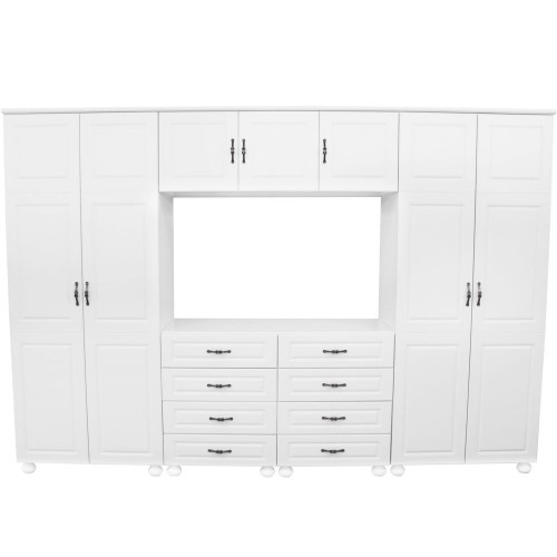 Dulap Dynasty Dormitor Alb 7 usi si 8 sertare cu spatiu pentru televizor [4]