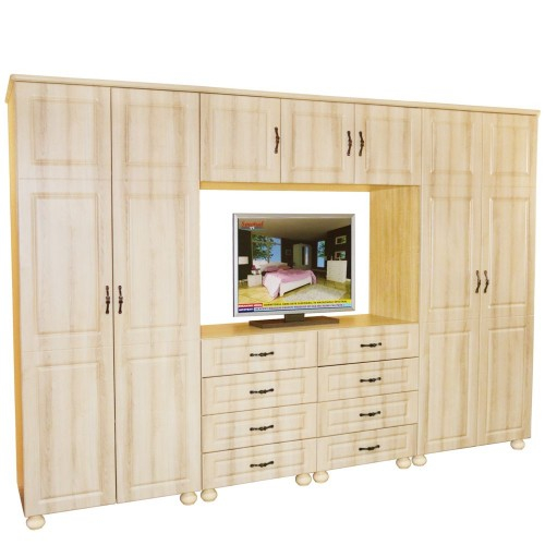 Dulap Dynasty Dormitor Sonoma 7 usi si 8 sertare cu spatiu pentru televizor [5]