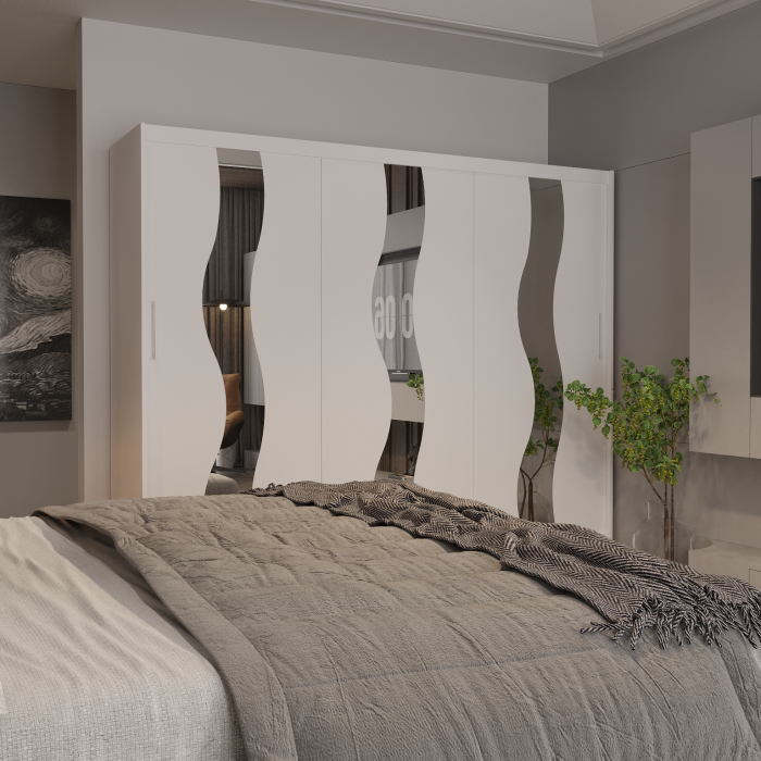 Dulap Glasgow 3 Usi cu Oglinda Alb 230* [1]