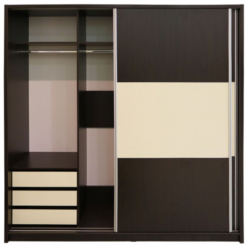 Dulap Milano cu usi culisante, 206 x 220 x 60 cm, Wenge / Vanilie [3]