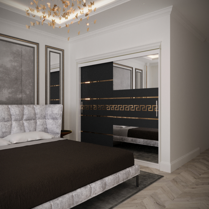 Dulap Serena Gold cu Oglinda Alb&Antracit 200*200 [1]