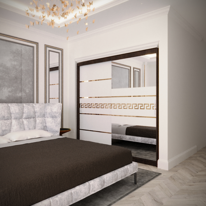 Dulap Serena Gold cu Oglinda Wenge&Alb 200*200 [1]