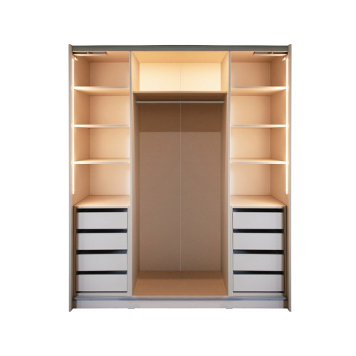 Gold Dulap 1800 Crem cu usi cu oglinda + 2 Comode [7]