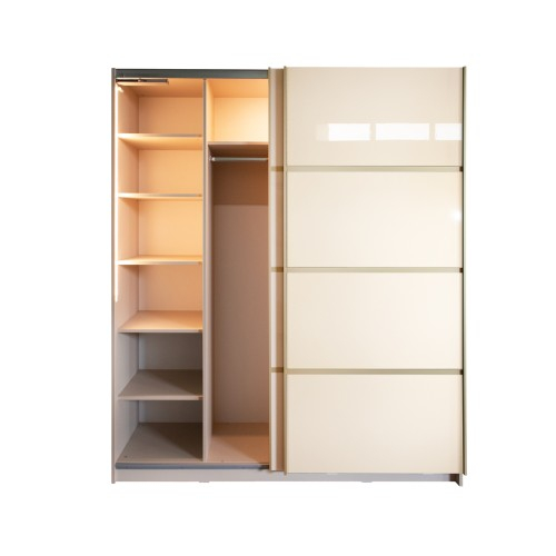 Gold Dulap 1800 Crem cu usi MDF Lucios + 1 Comoda [10]