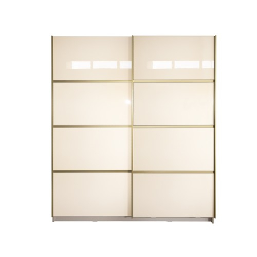 Gold Dulap 1800 Crem cu usi MDF Lucios + 1 Comoda [1]